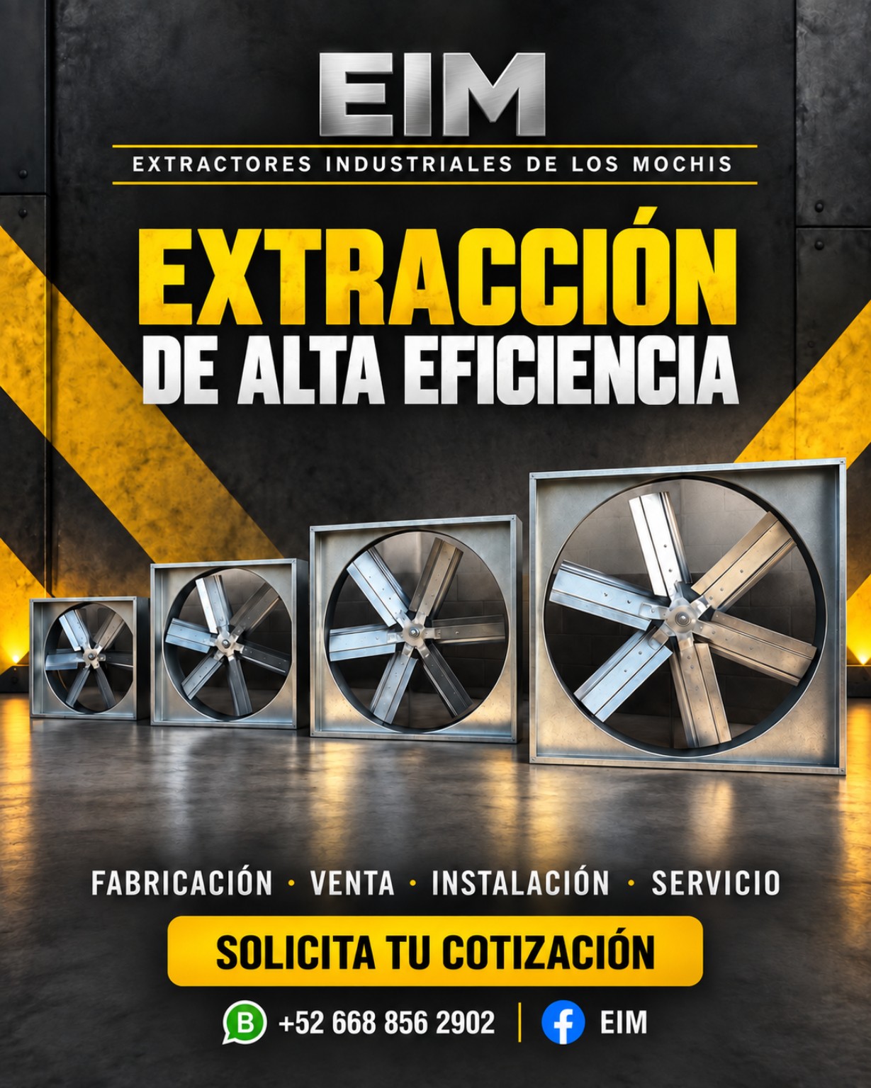 Anuncio EIM con varios extractores industriales. Solicita tu cotización por WhatsApp.