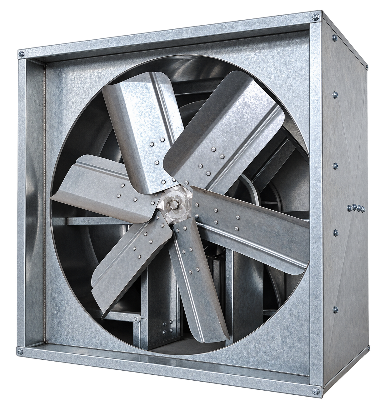 Extractor axial galvanizado accionado por poleas y bandas